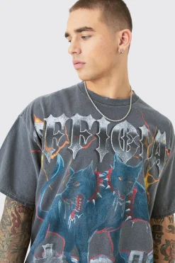 Oversized Distressed OFFCL Homme Wash Graphic T-shirt | UK^boohooMAN Hot