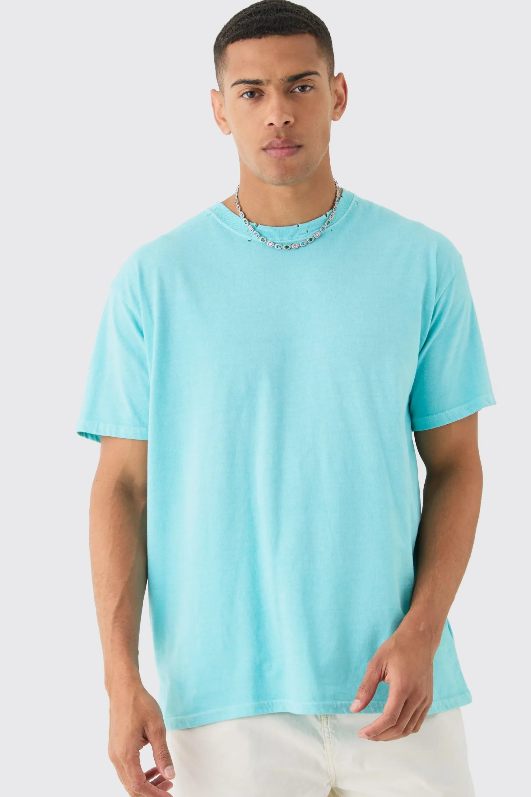 Oversized Distressed Wash T-shirt | UK^boohooMAN New