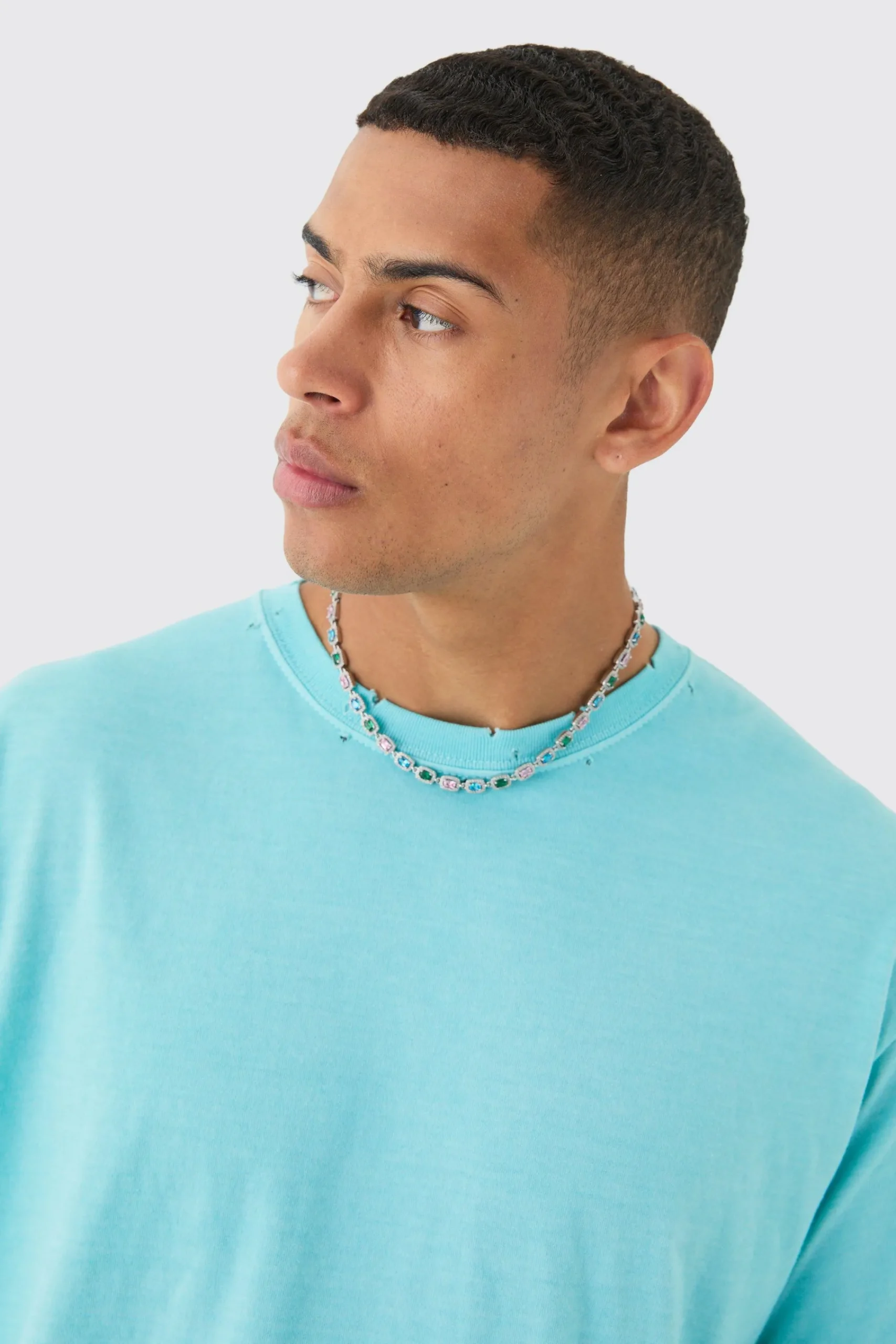 Oversized Distressed Wash T-shirt | UK^boohooMAN New