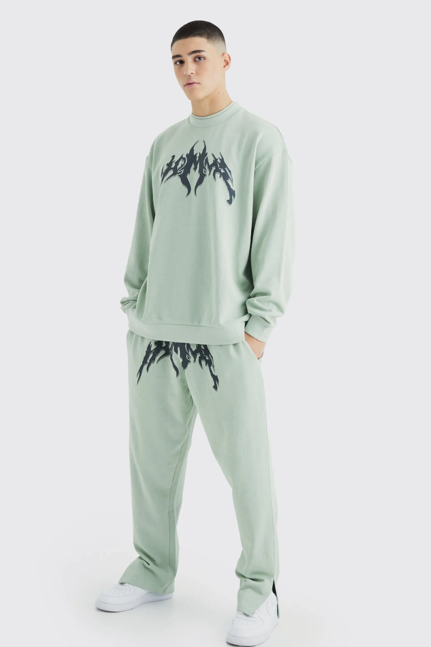 boohooMAN Oversized Double Neck Sweatshirt Tracksuit | UK| Tracksuits