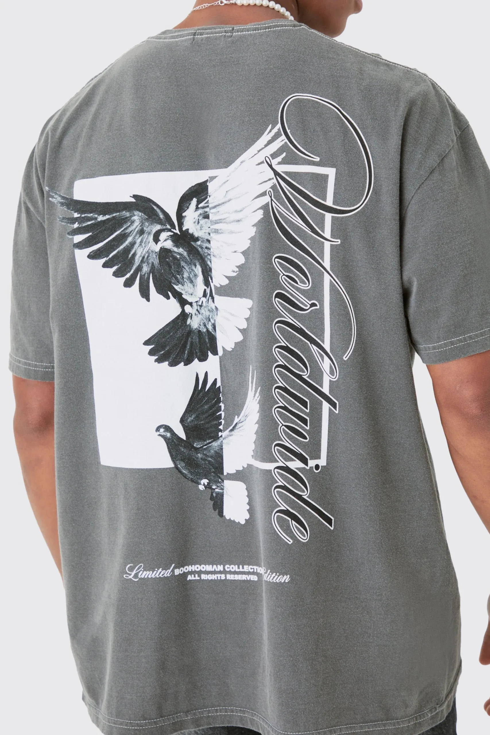 Oversized Dove Worldwide Back Print T-shirt | UK^boohooMAN Clearance