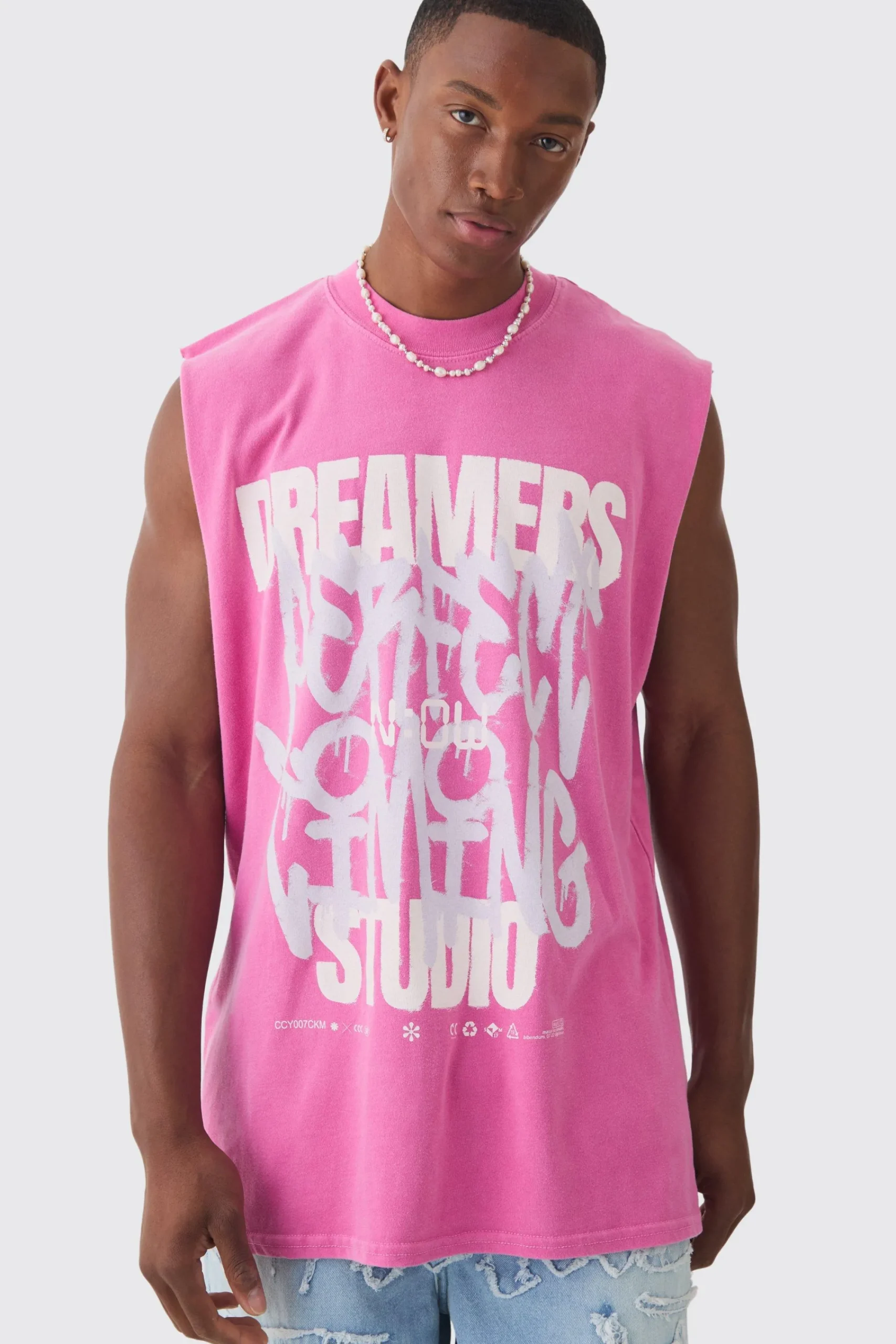 Oversized Dreamers Graffiti Printed Wash Tank | UK^boohooMAN Outlet