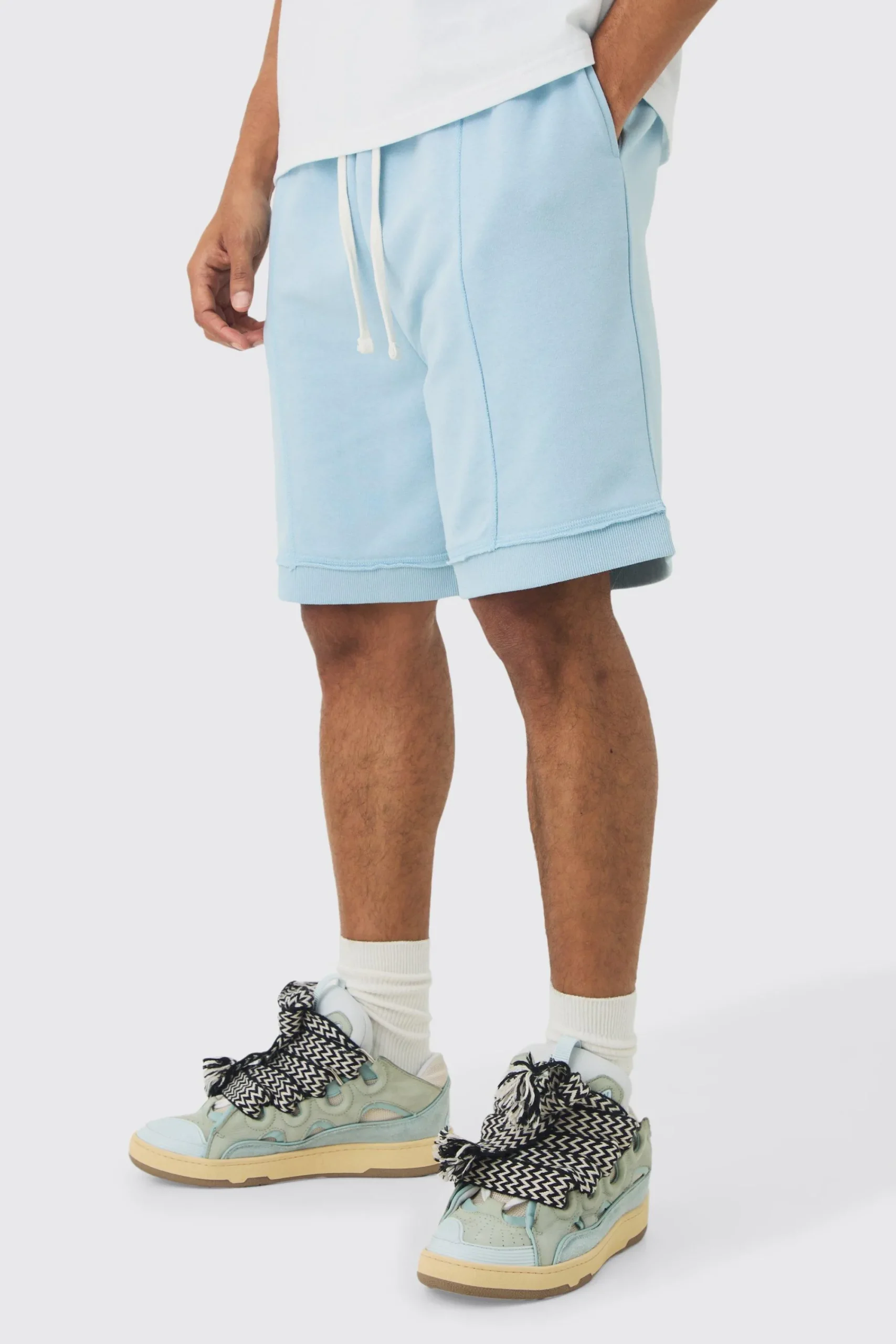 boohooMAN Oversized Drop Crotch Rib Hem Loopback Short | UK| Shorts