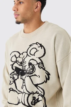 boohooMAN Oversized Drop Shoulder Graphic Knit Jumper | UK| Knitwear