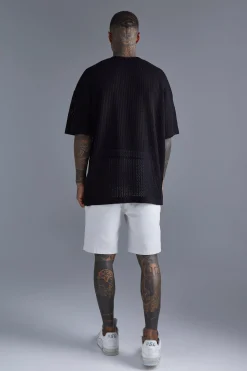 Oversized Drop Shoulder Open Stitch T-shirt | UK^boohooMAN New