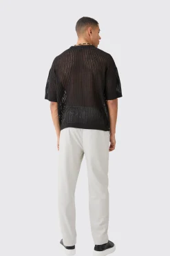 Oversized Drop Shoulder Open Stitch T-shirt In | UK^boohooMAN Clearance