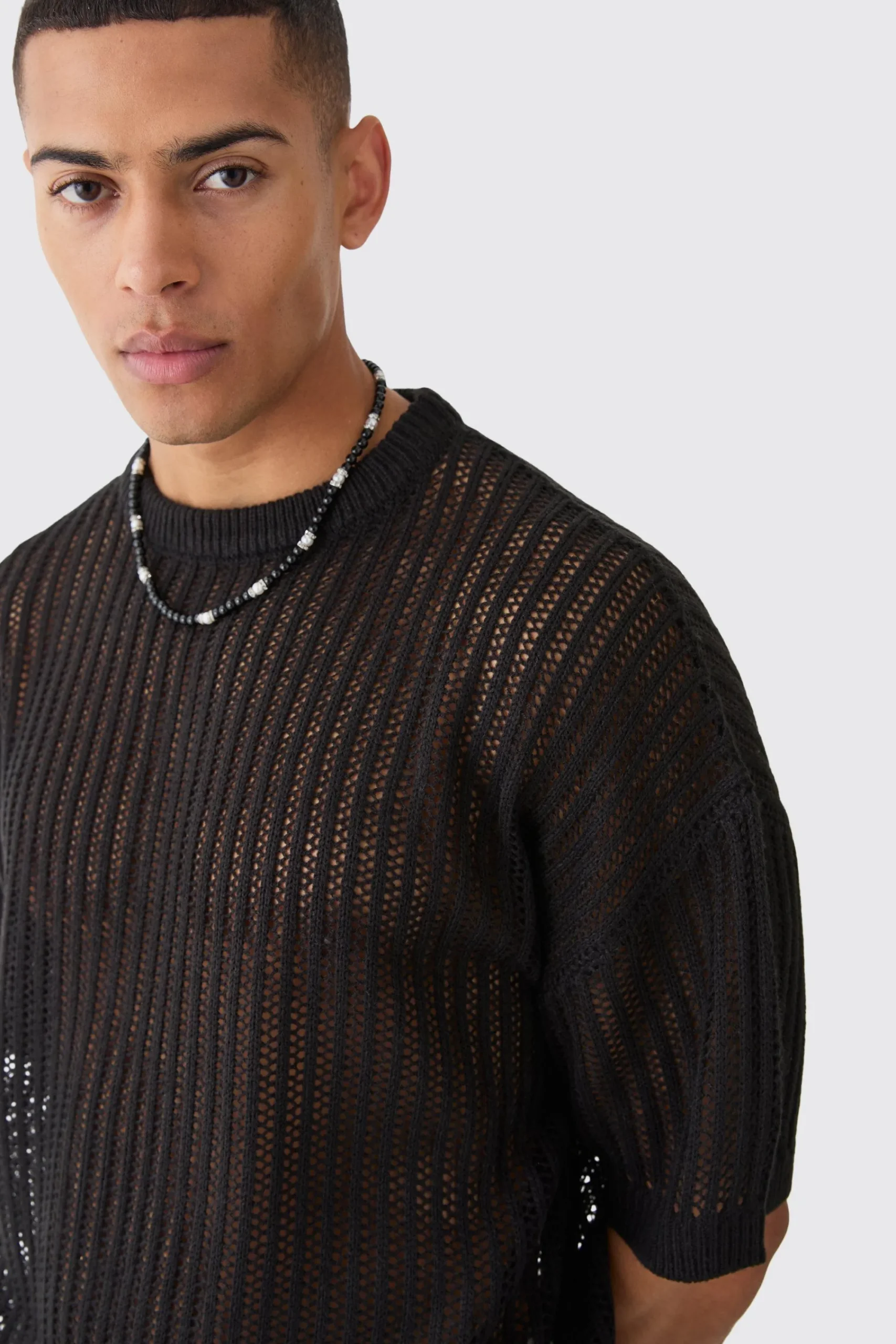 Oversized Drop Shoulder Open Stitch T-shirt In | UK^boohooMAN Clearance