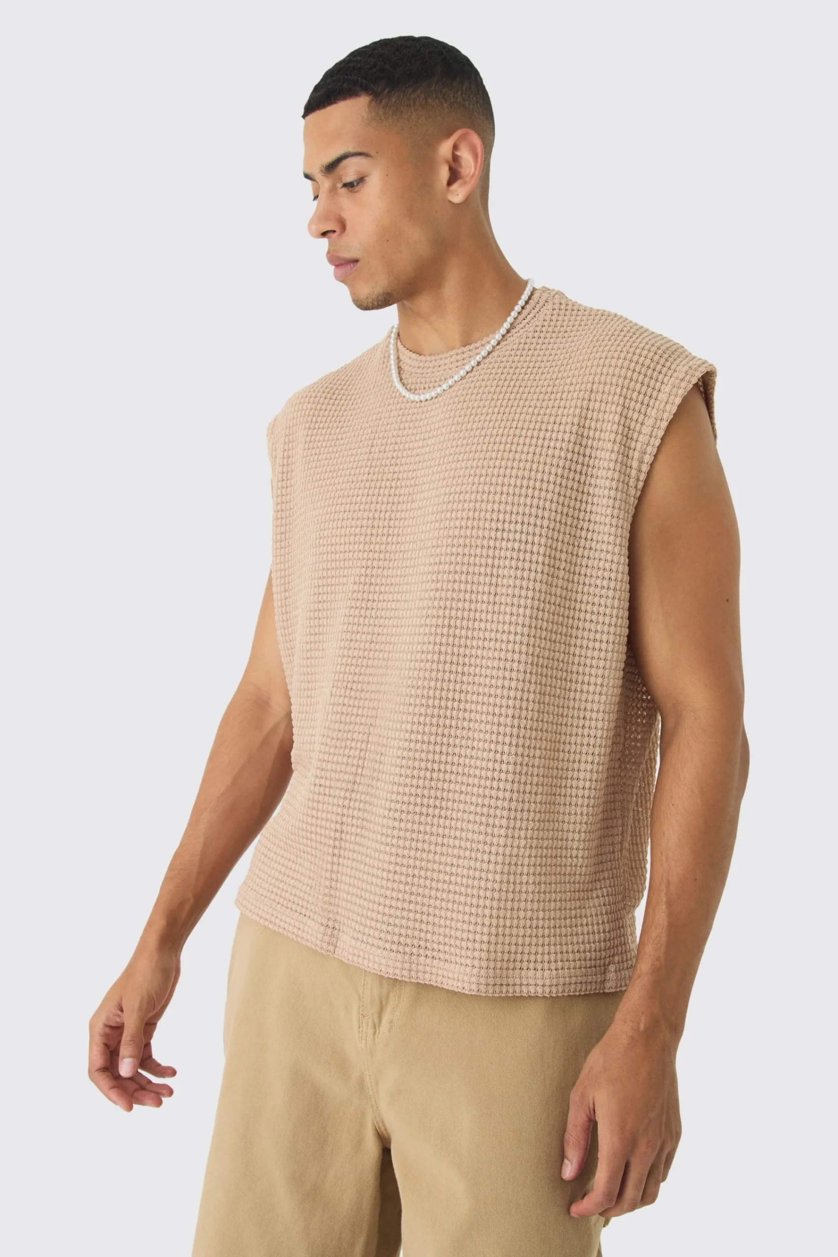 Oversized Drop Shoulder Textured Tank | UK^boohooMAN New