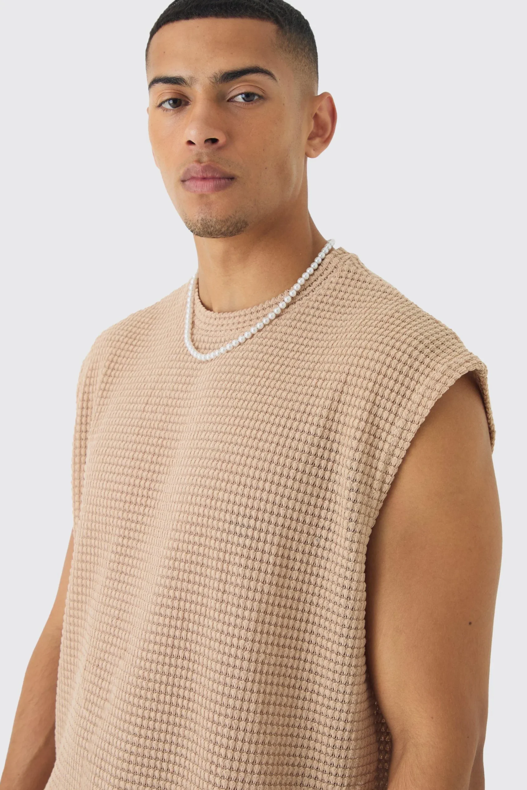 Oversized Drop Shoulder Textured Tank | UK^boohooMAN New