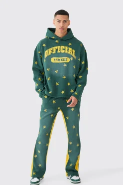 boohooMAN Oversized Drop Shoulder Washed Star Offcl Hooded Tracksuit | UK| Tracksuits