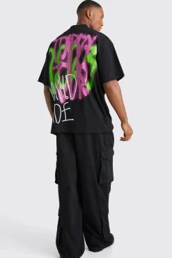 Oversized Dropped Hem Trippy Graphic T-shirt | UK^boohooMAN New