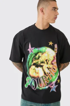 Oversized Earth Print T-shirt | UK^boohooMAN Outlet