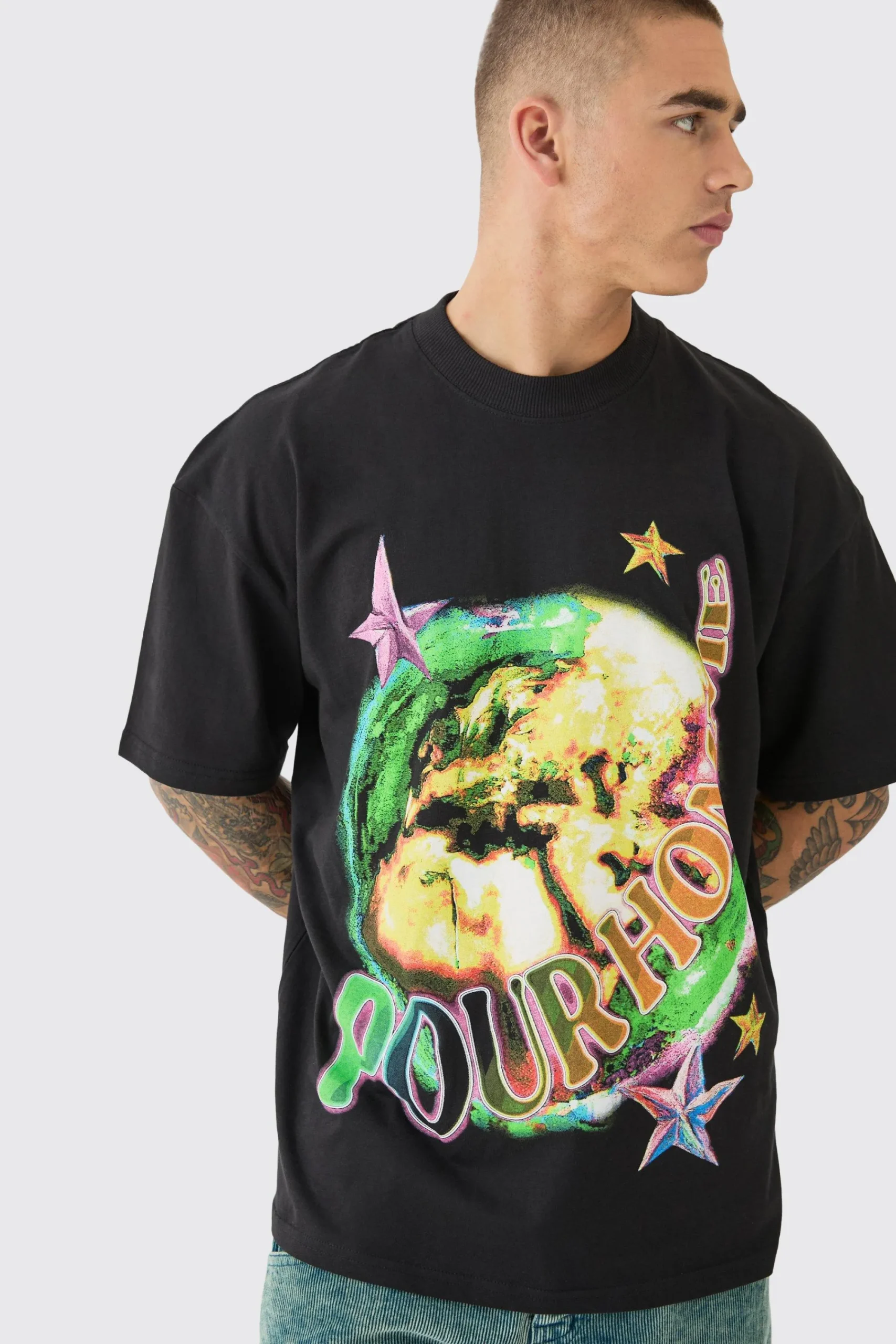 Oversized Earth Print T-shirt | UK^boohooMAN Outlet