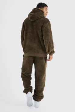 boohooMAN Oversized Embroidered Borg Hooded Tracksuit | UK| Tracksuits