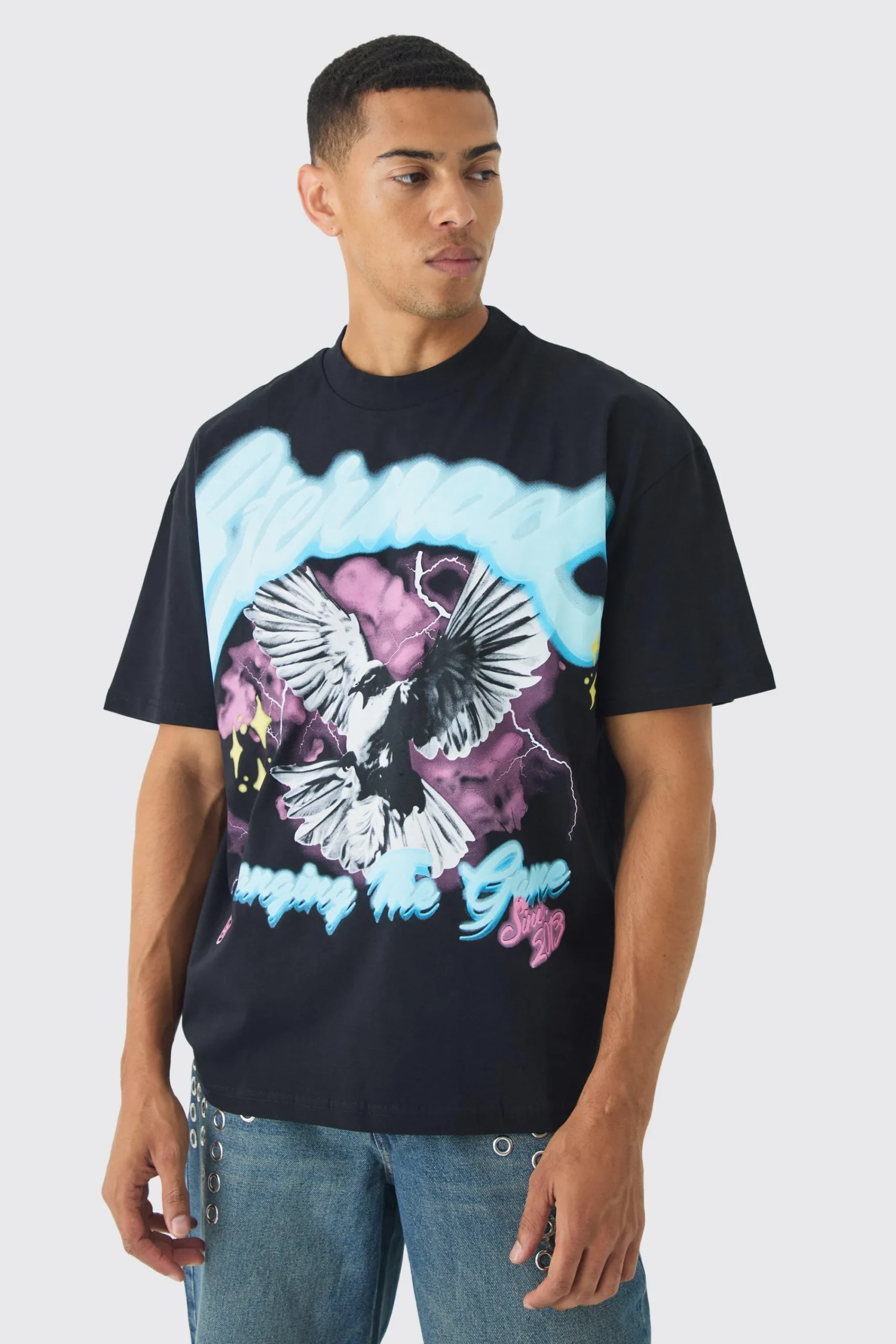 Oversized Eternal Dove Graphic Heavyweight T-shirt | UK^boohooMAN Best