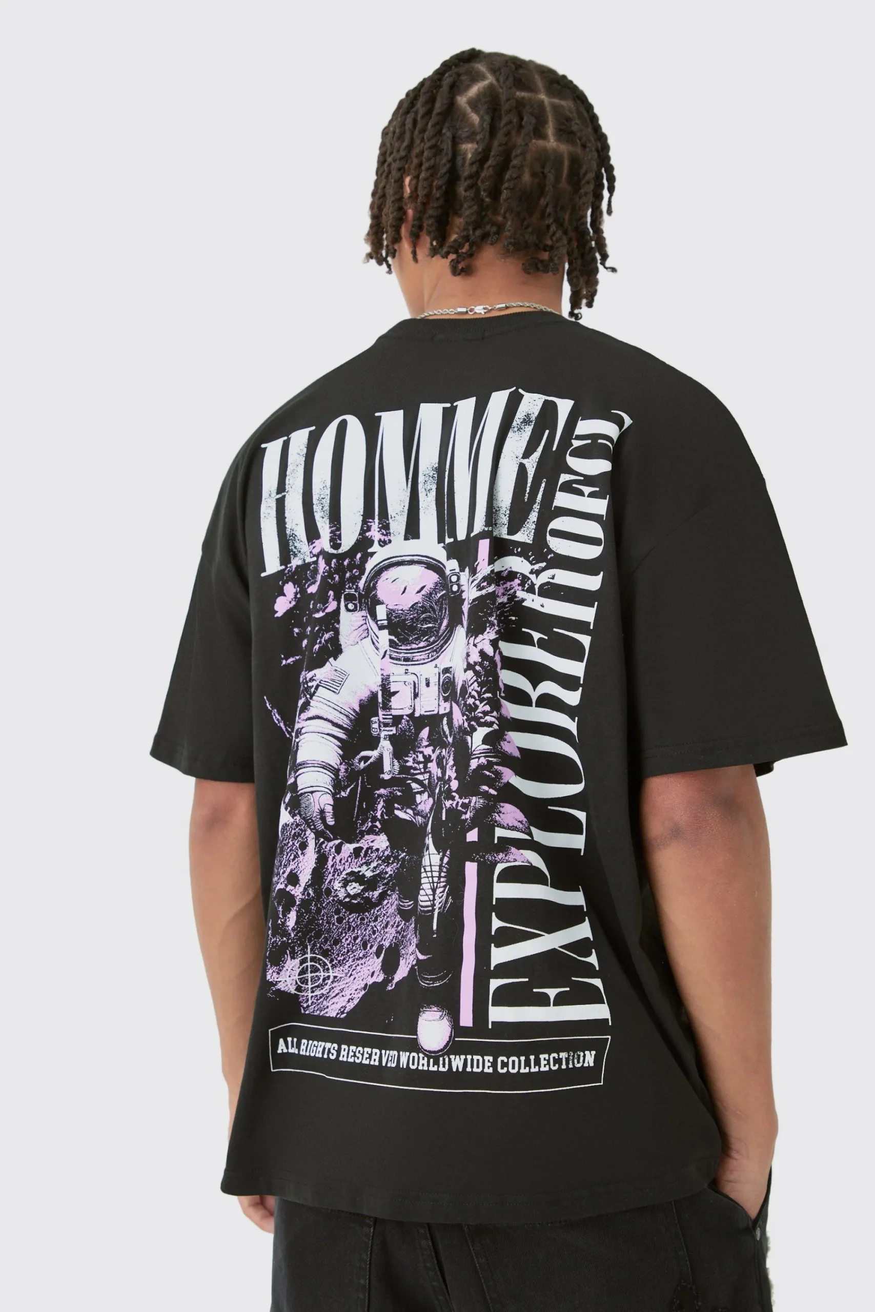 Oversized Explorer Space Back Print T-shirt | UK^boohooMAN Online