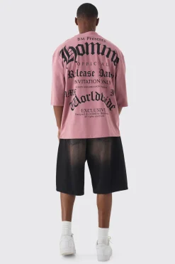 Oversized Extended Distressed Neck Homme Gothic Back Print T-shirt | UK^boohooMAN New