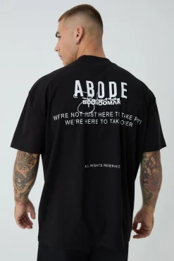Oversized Extended Neck ABODE T-shirt | UK^boohooMAN