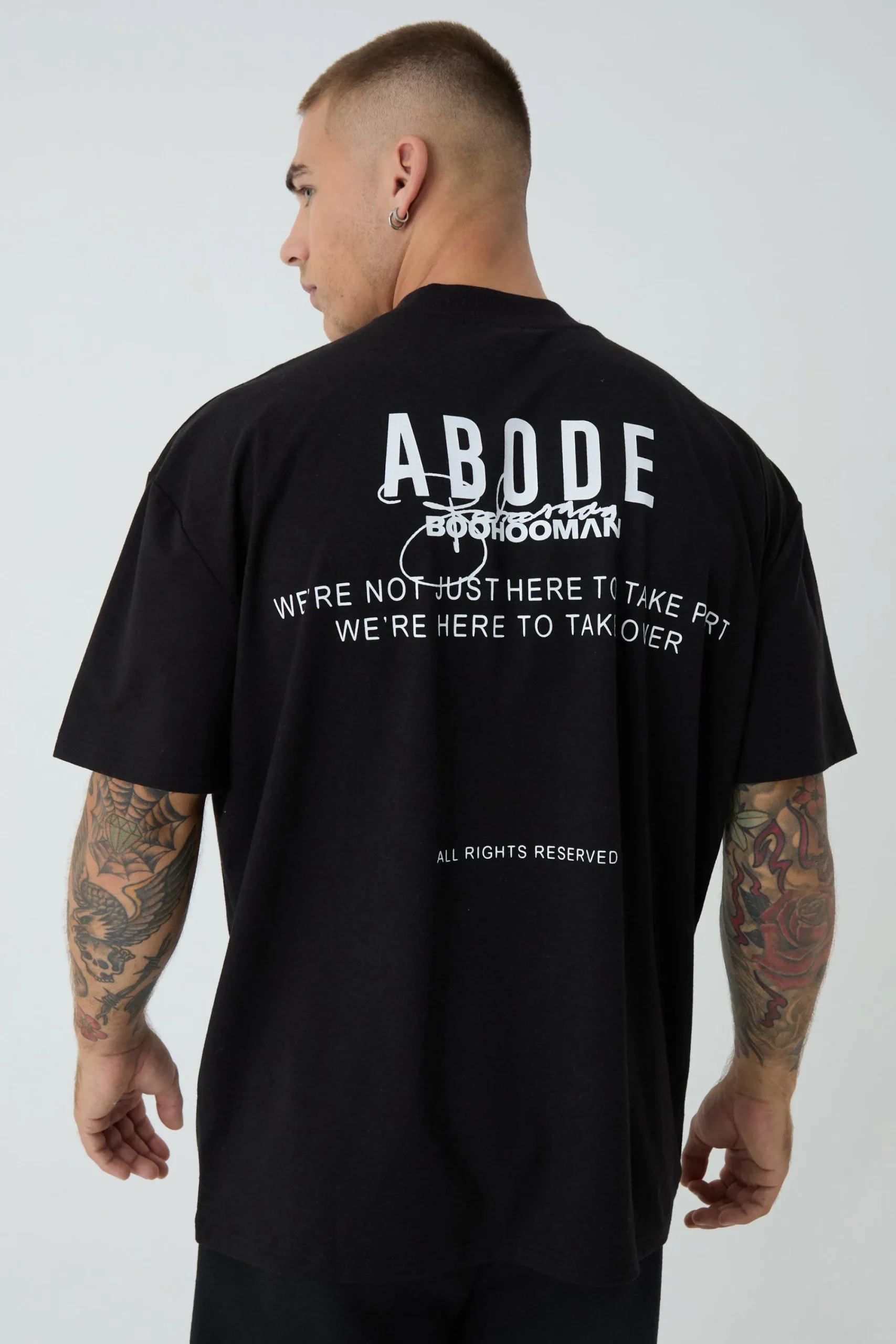 Oversized Extended Neck ABODE T-shirt | UK^boohooMAN