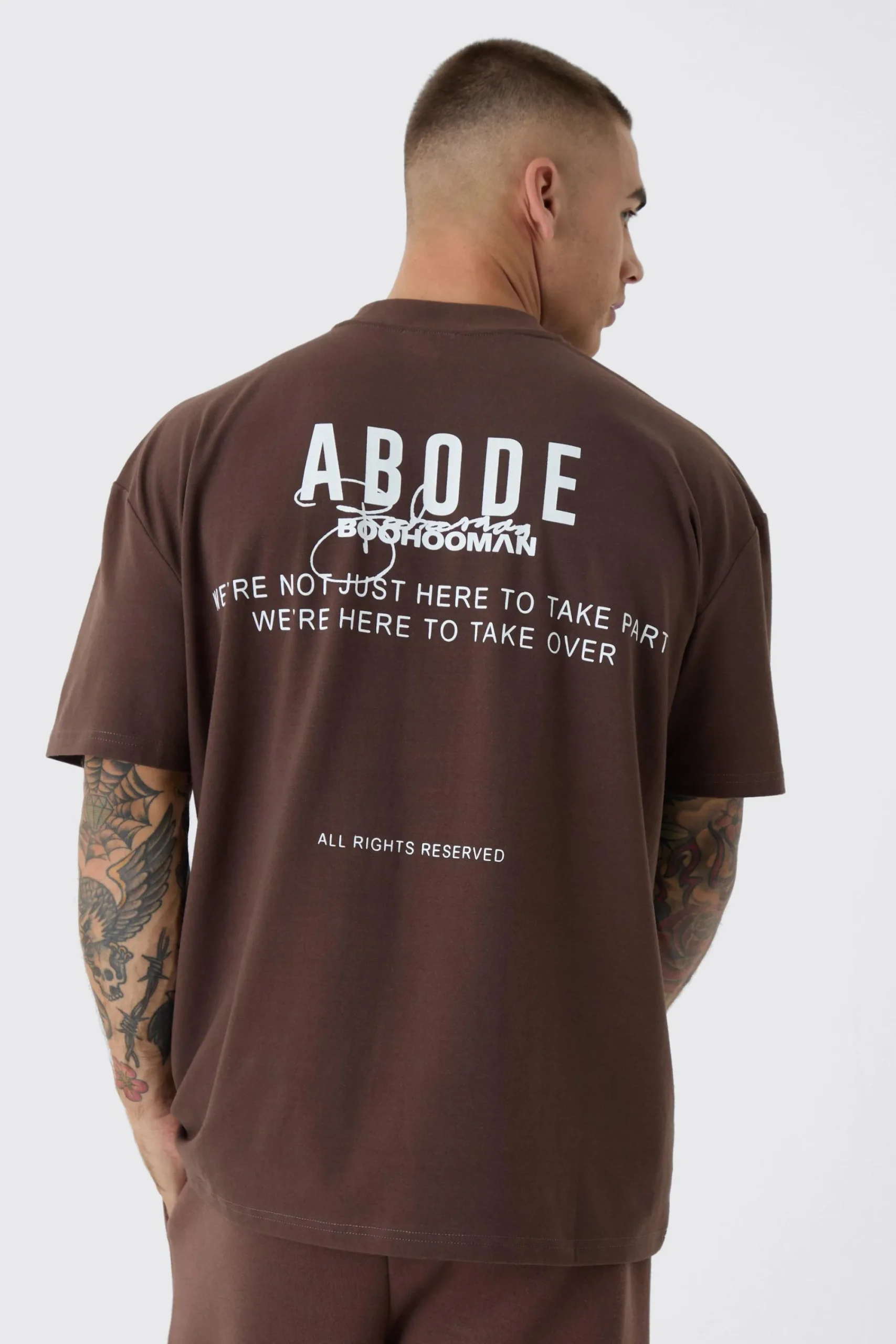 Oversized Extended Neck ABODE T-shirt | UK^boohooMAN Clearance
