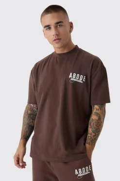 Oversized Extended Neck ABODE T-shirt | UK^boohooMAN Clearance