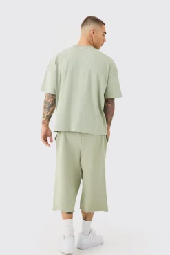boohooMAN Oversized Extended Neck Boxy Heavyweight T-shirt & Shorts Set | UK| Sets & Co-Ords|Tracksuits