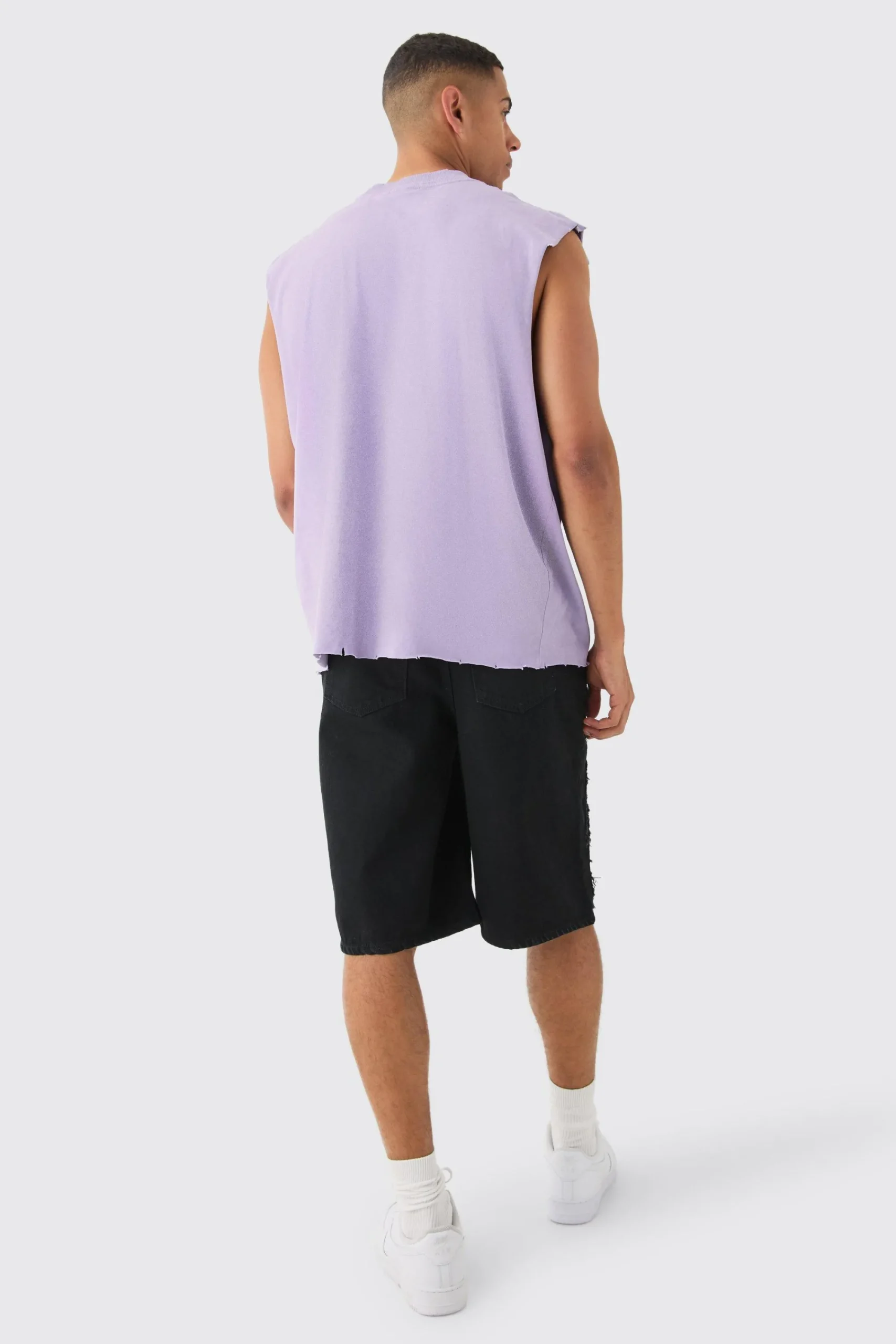 Oversized Extended Neck Boxy Drop Shoulder Washed Tank | UK^boohooMAN Sale