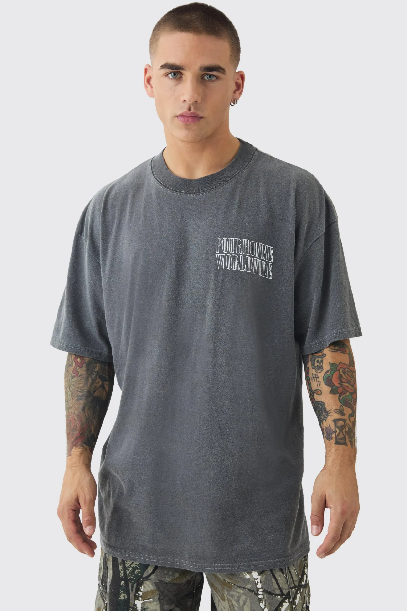 Oversized Extended Neck Butterfly Heart T-shirt | UK^boohooMAN Outlet