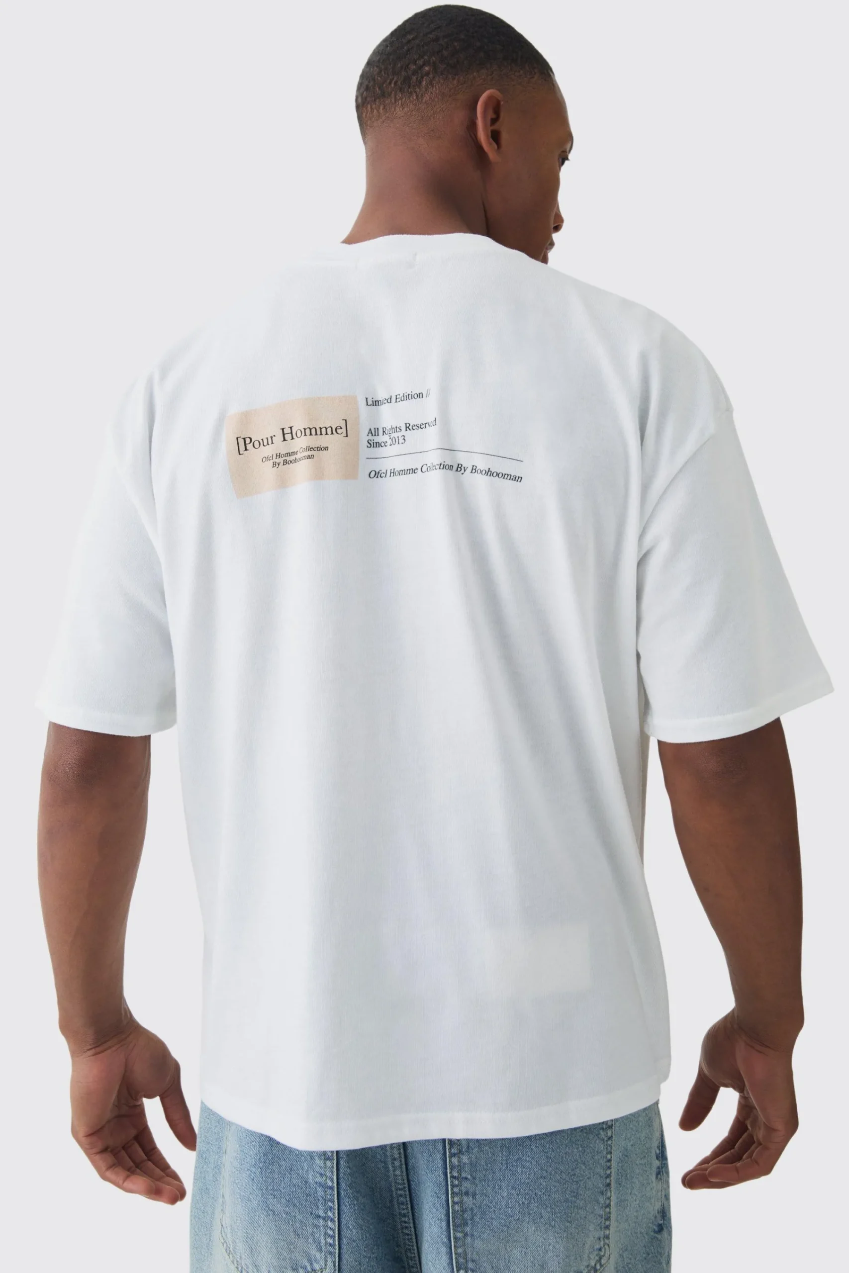 Oversized Extended Neck Boxy Label Print T-Shirt | UK^boohooMAN New