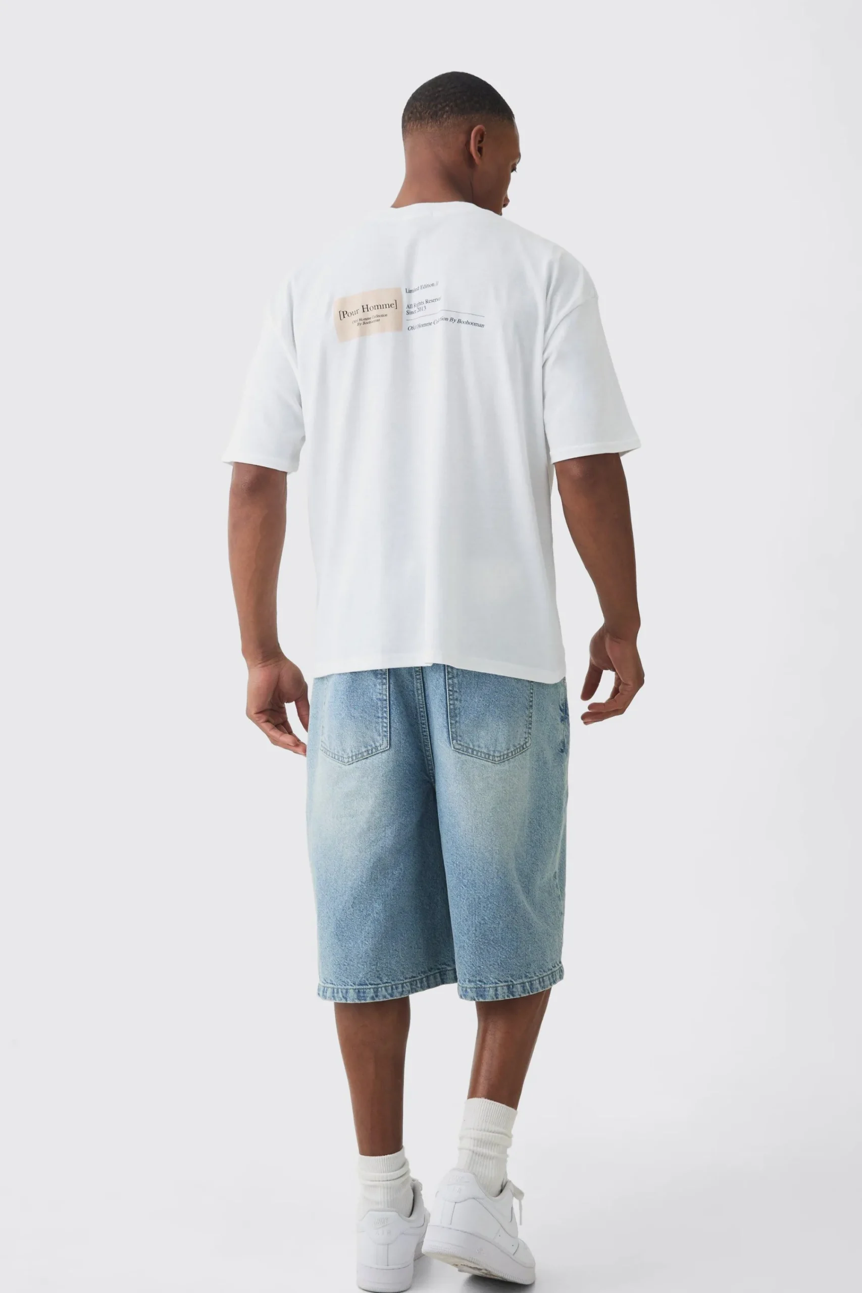 Oversized Extended Neck Boxy Label Print T-Shirt | UK^boohooMAN New