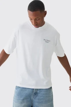 Oversized Extended Neck Boxy Label Print T-Shirt | UK^boohooMAN New