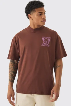 Oversized Extended Neck Blurred Butterfly Print T-shirt | UK^boohooMAN Discount