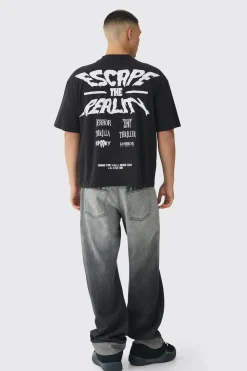 Oversized Extended Neck Boxy Escape The Reality Print T-Shirt | UK^boohooMAN Best