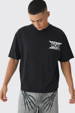 Oversized Extended Neck Boxy Escape The Reality Print T-Shirt | UK^boohooMAN Best