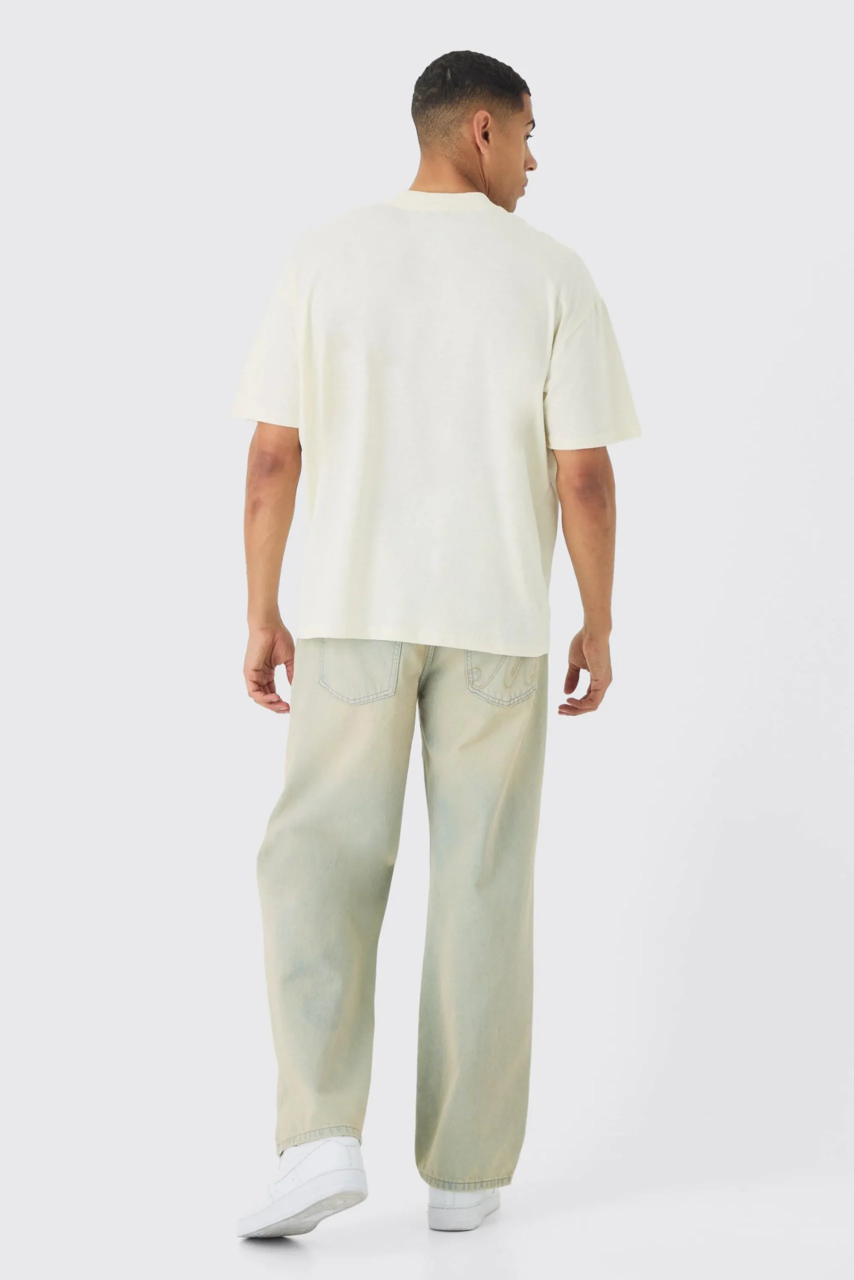 Oversized Extended Neck Boxy Paris Print T-Shirt | UK^boohooMAN Clearance