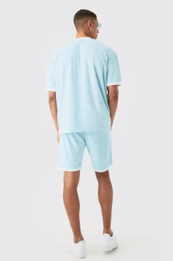 Oversized Extended Neck Contrast Towelling T-shirt | UK^boohooMAN Clearance