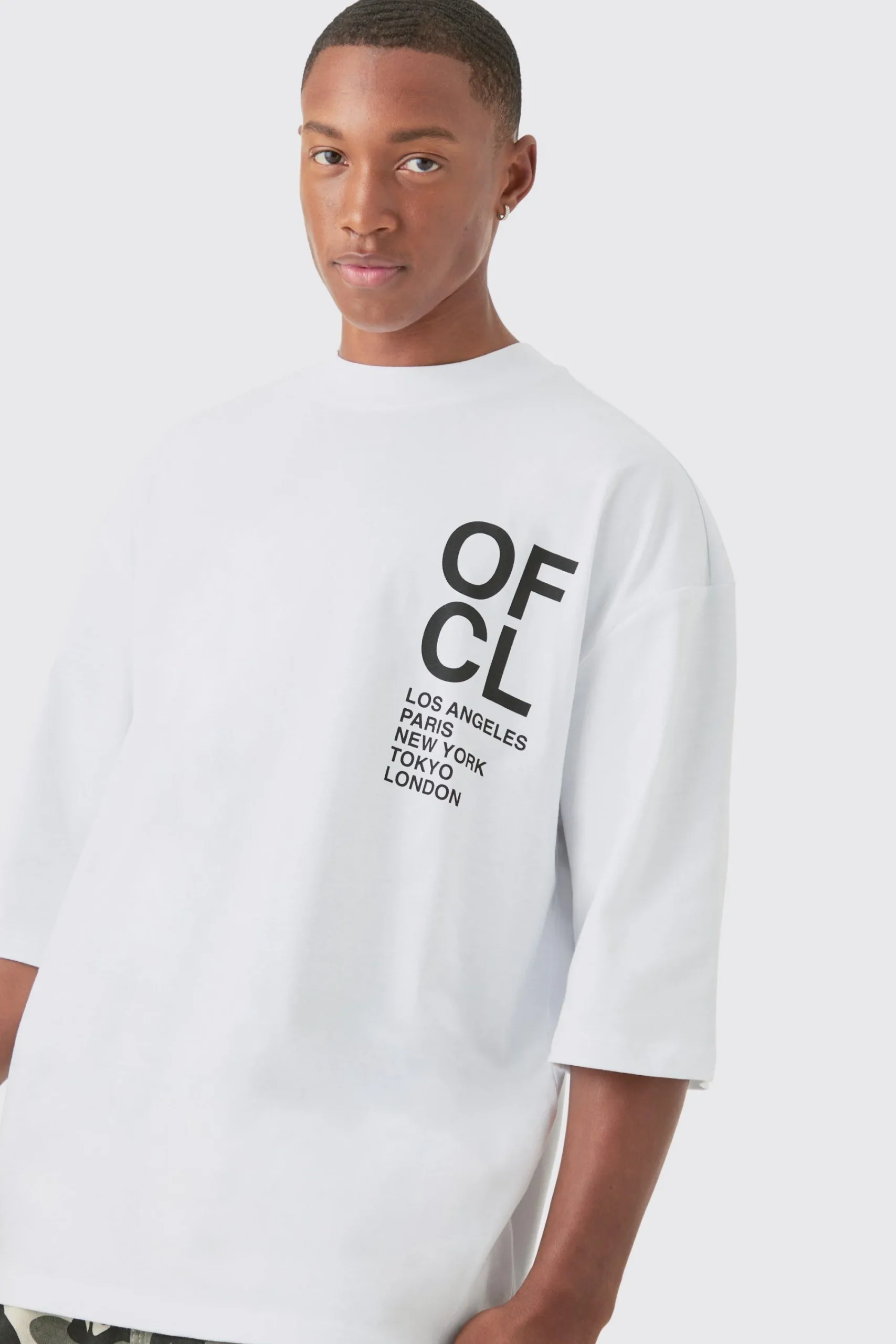 Oversized Extended Neck Creative Dept T-shirt | UK^boohooMAN Discount