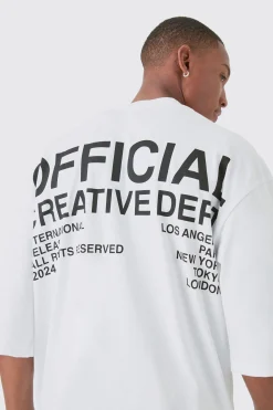 Oversized Extended Neck Creative Dept T-shirt | UK^boohooMAN Discount