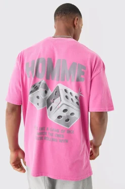 Oversized Extended Neck Dice Wash T-shirt | UK^boohooMAN Hot