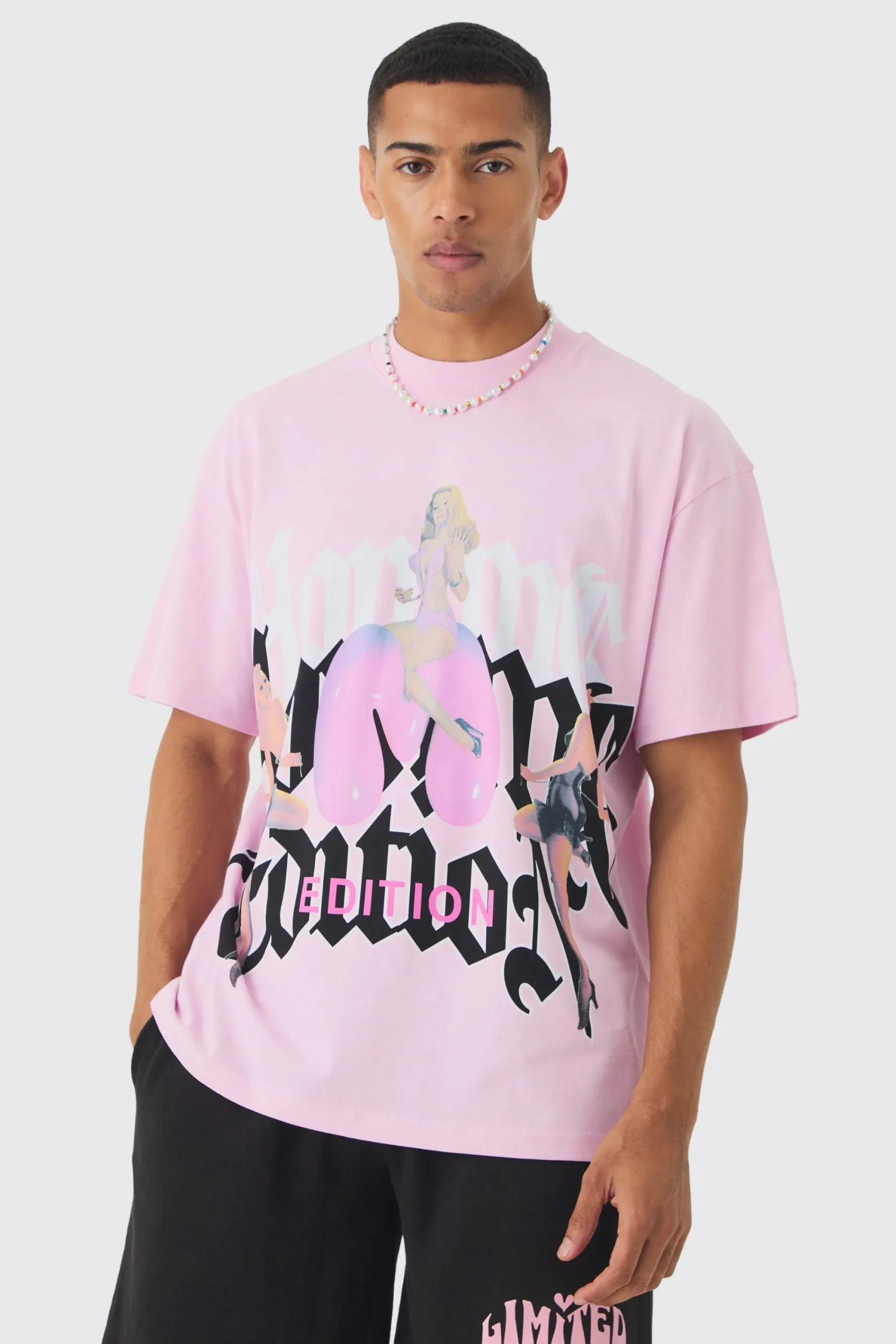 Oversized Extended Neck Distressed Worldwide T-shirt | UK^boohooMAN Discount