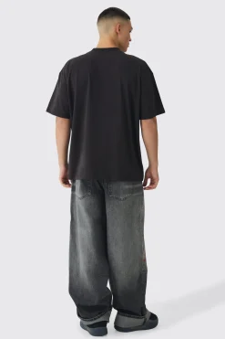 Oversized Extended Neck Dead Vibe Print T-Shirt | UK^boohooMAN Sale