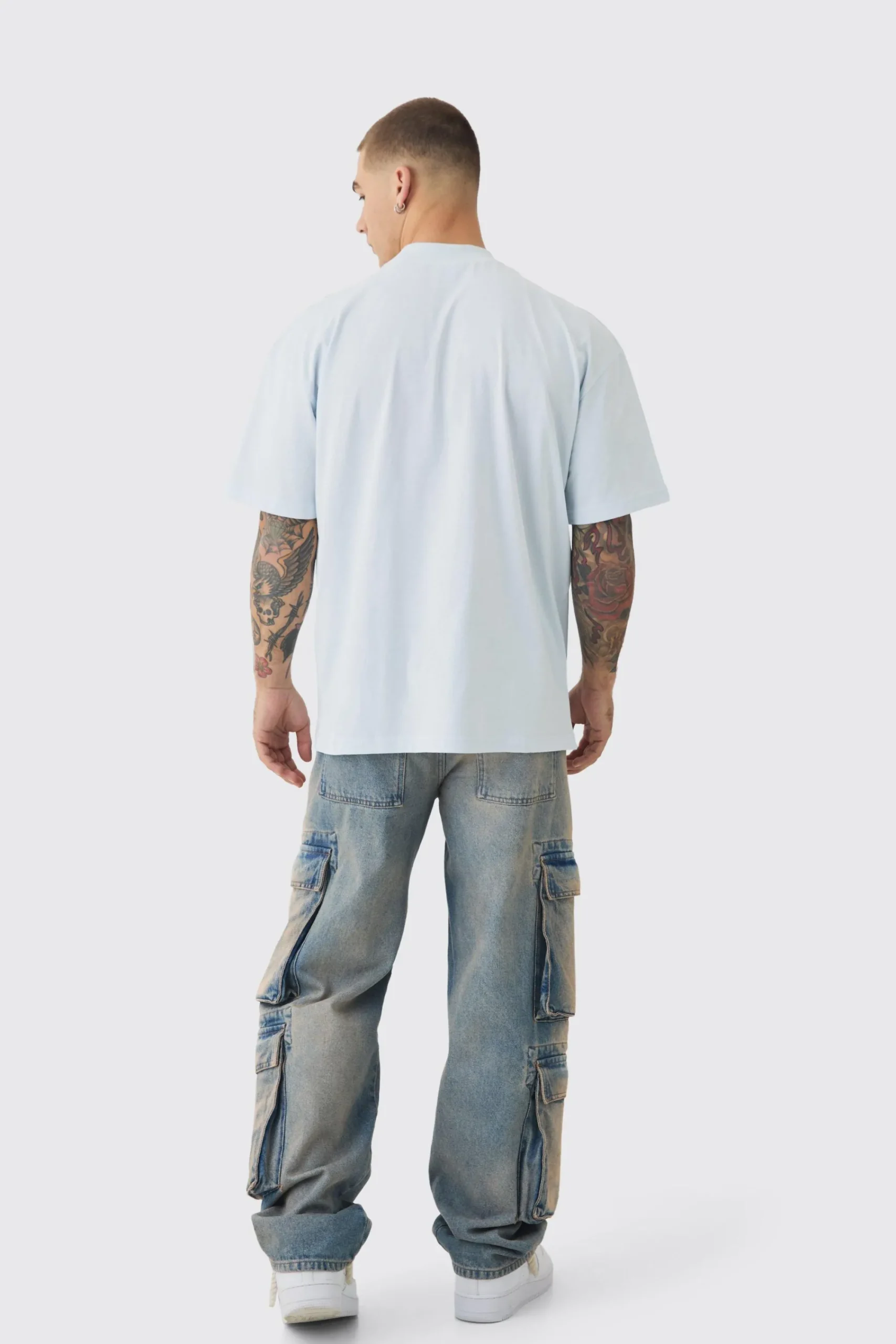 Oversized Extended Neck Extreme Lightning T-shirt | UK^boohooMAN Clearance