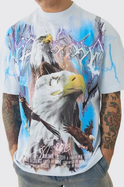 Oversized Extended Neck Extreme Lightning T-shirt | UK^boohooMAN Clearance