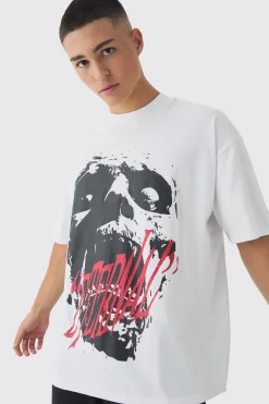 Oversized Extended Neck Eternal Print T-Shirt | UK^boohooMAN Best