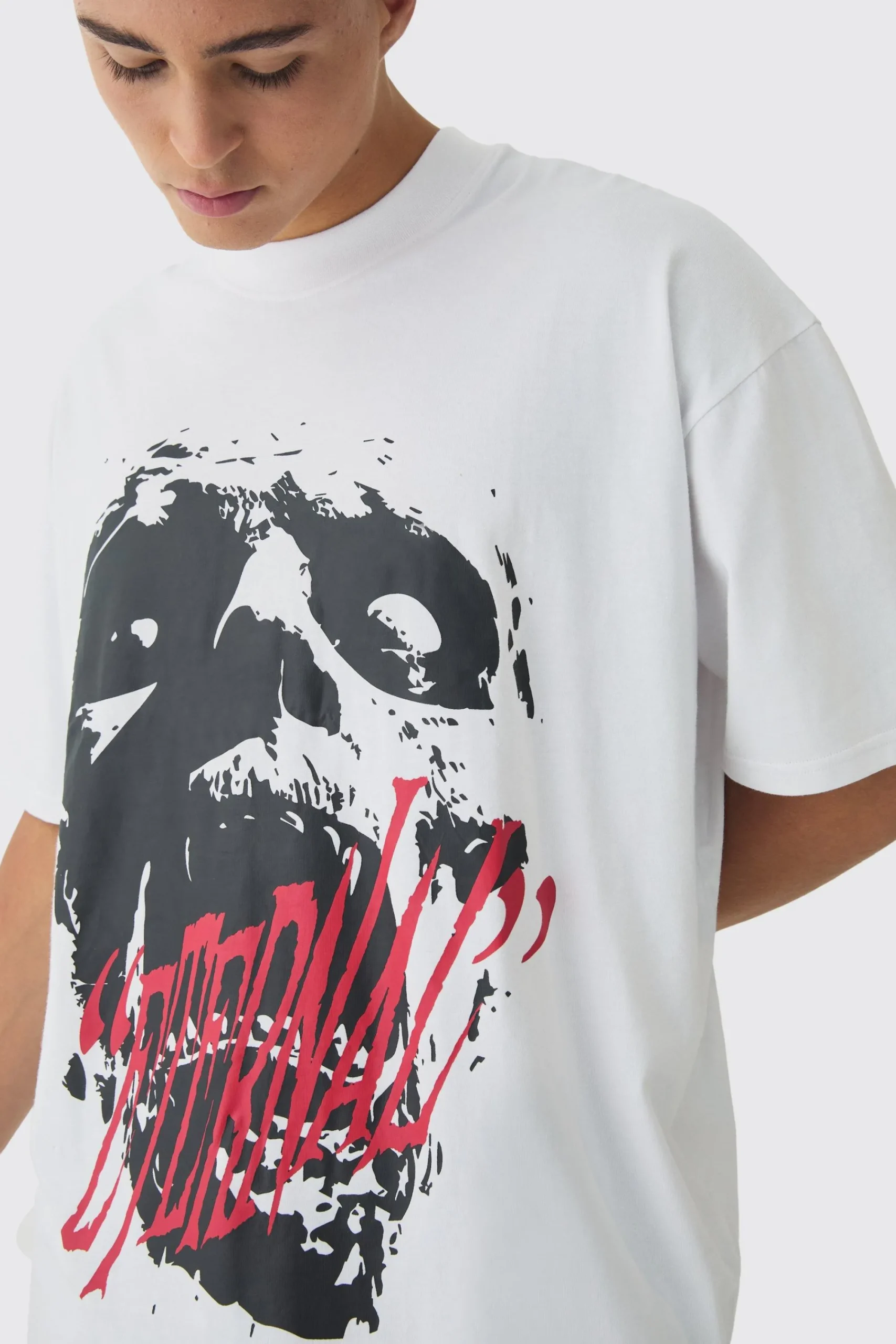 Oversized Extended Neck Eternal Print T-Shirt | UK^boohooMAN Best