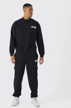 boohooMAN Oversized Extended Neck Edition Cargo & Sweatshirt Tracksuit | UK| Tracksuits
