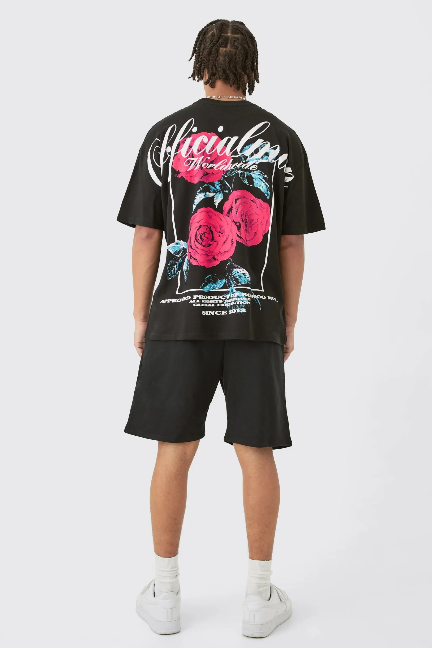 boohooMAN Oversized Extended Neck Floral Large Graphic Shorts Set | UK| Sets & Co-Ords|Tracksuits