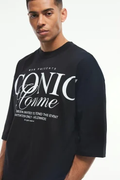 Oversized Extended Neck Gloss Iconic Print T-shirt | UK^boohooMAN Clearance