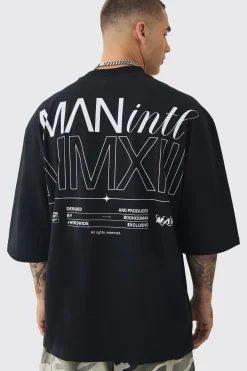 Oversized Extended Neck Graphic T-shirt | UK^boohooMAN Outlet