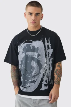 Oversized Extended Neck Graphic Faux Layer T-shirt | UK^boohooMAN Sale